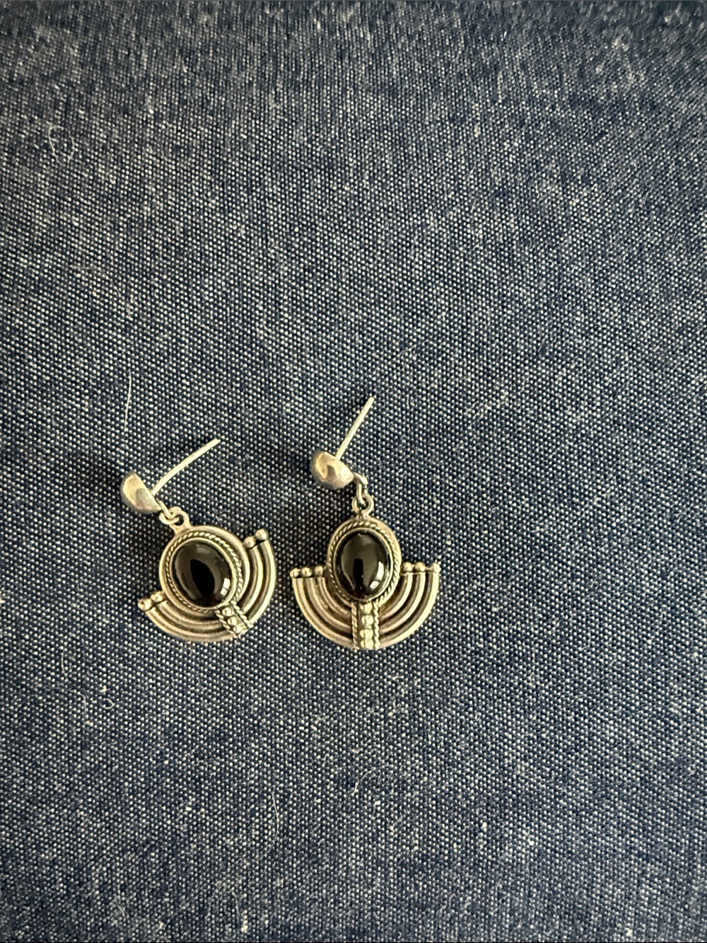 Sterling Silver Black Onyx Drop Earrings
